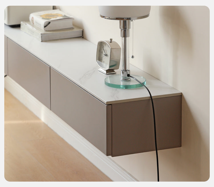 Poplar Solid Wood Wall-Mounted Suspended Splicing TV Cabinet.