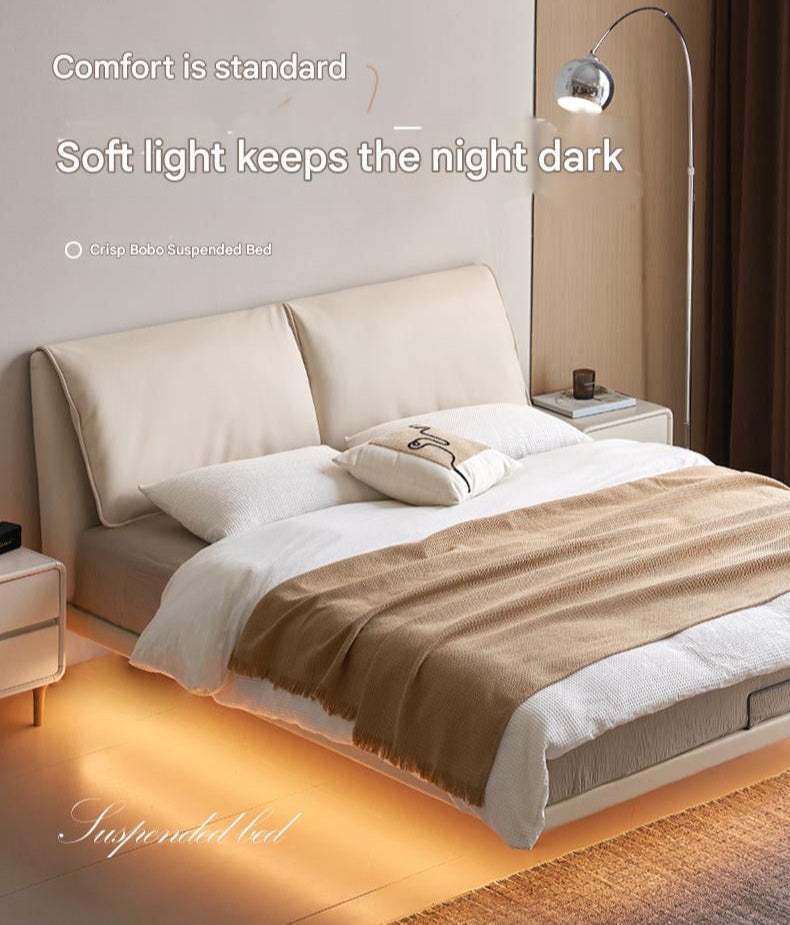 Suspension Technology Fabric Bed,Leather Bed with Light
