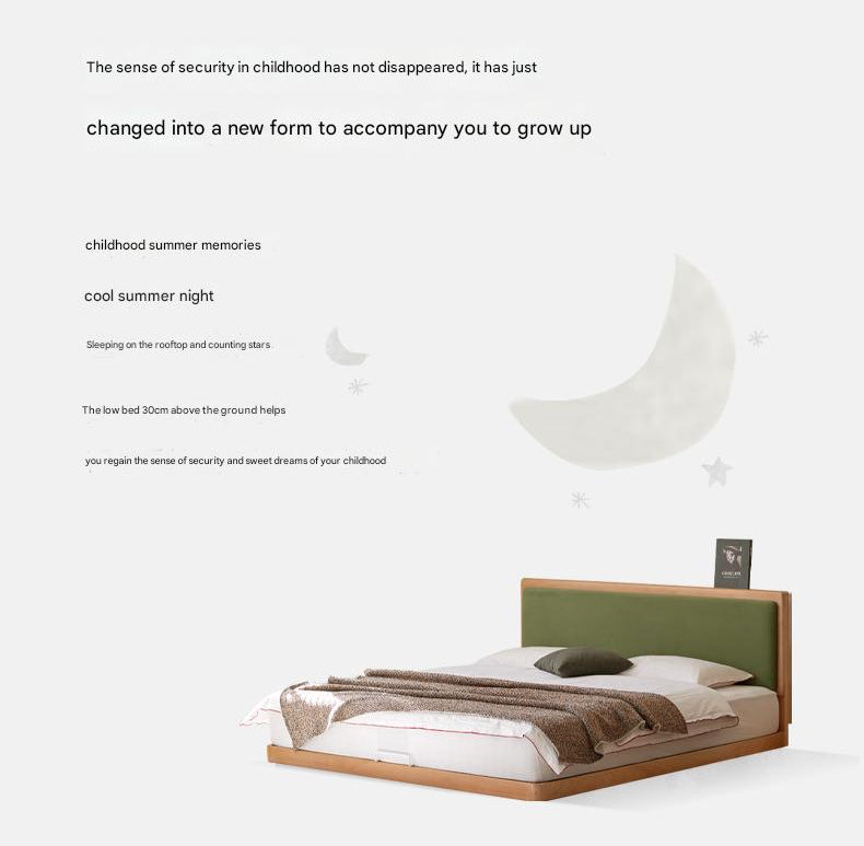 Beech Solid Wood Modern Simple Soft Leaning Platform Bed