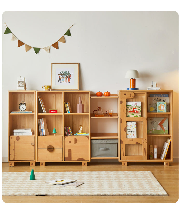 Oak Solid Wood Multi-Layer Children's Bookcase