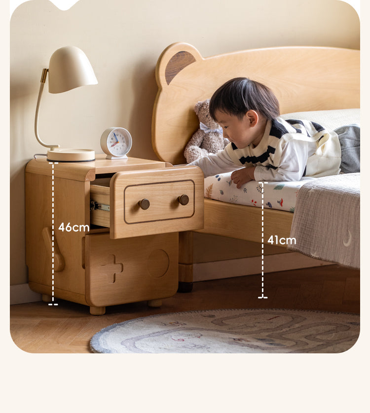 Oak Solid Wood Children's Cartoon Robot Nightstand
