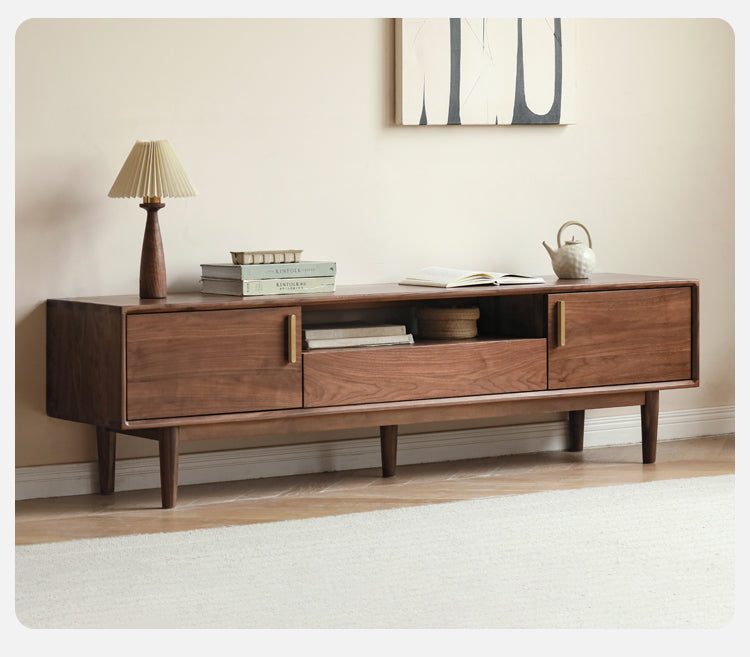 Black Walnut Solid Wood TV Stand Cabinet