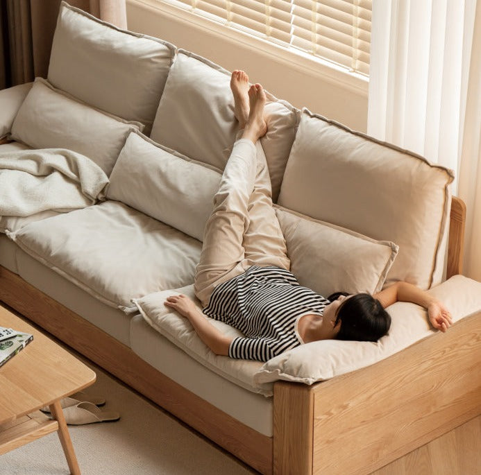 Oak Solid Wood Floor to Floor Tall Sofa.