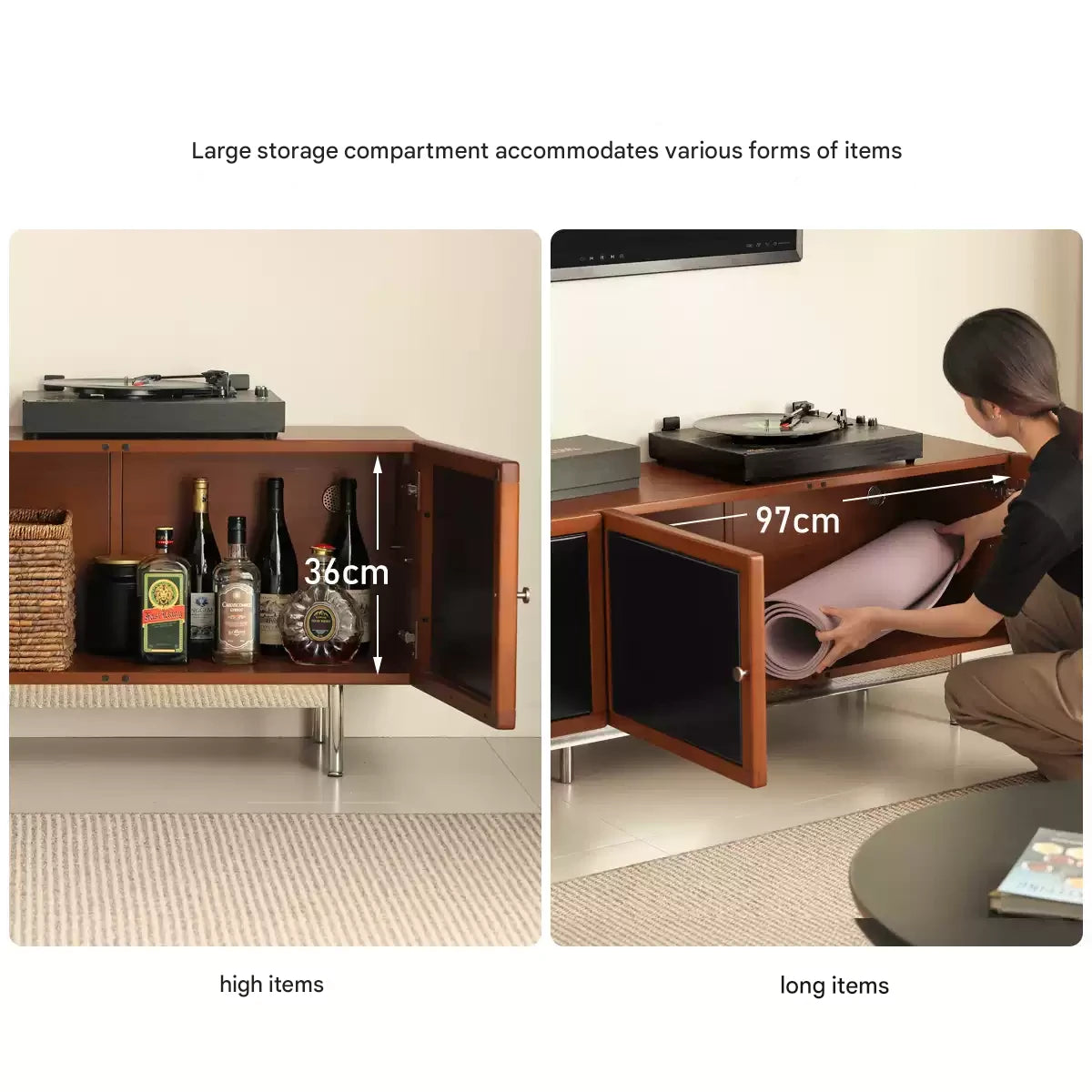 Poplar Solid Wood Bauhaus Storage Floor TV Cabinet