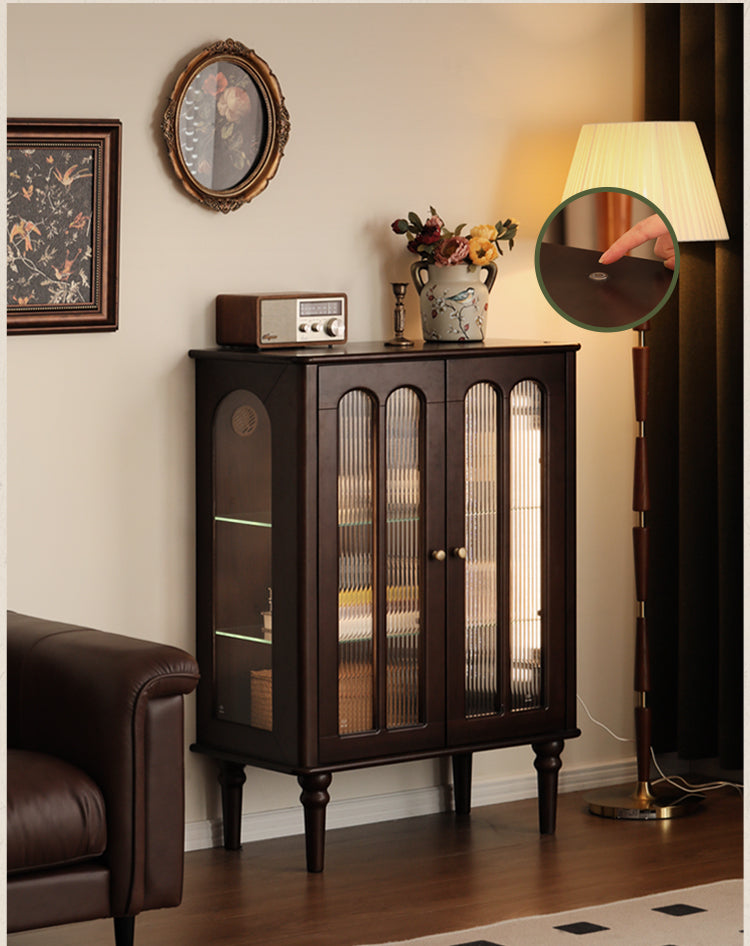 Poplar Solid Wood American Retro Side Cabinet.