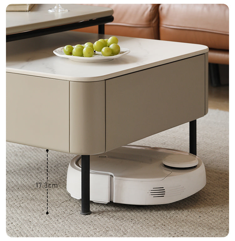 Poplar Solid Wood Modern Light Luxury Rock Board Coffee Table