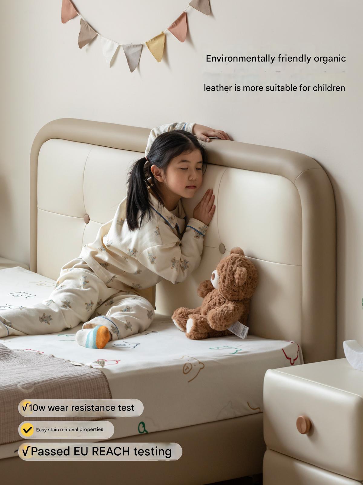 Organic Leather Children's Soft Bag High Headboard Single Bed