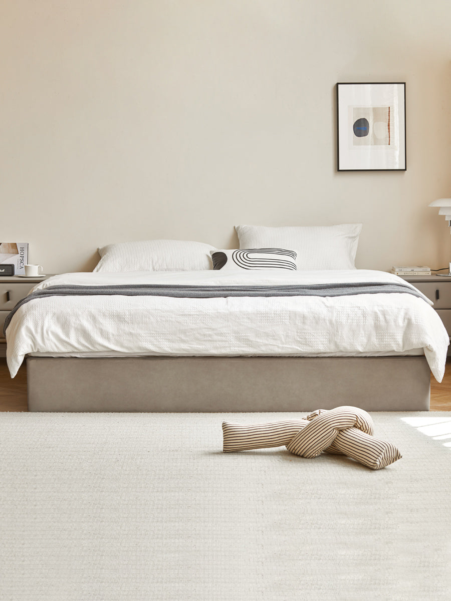 Technology cloth box platform bed, headboard-free bed