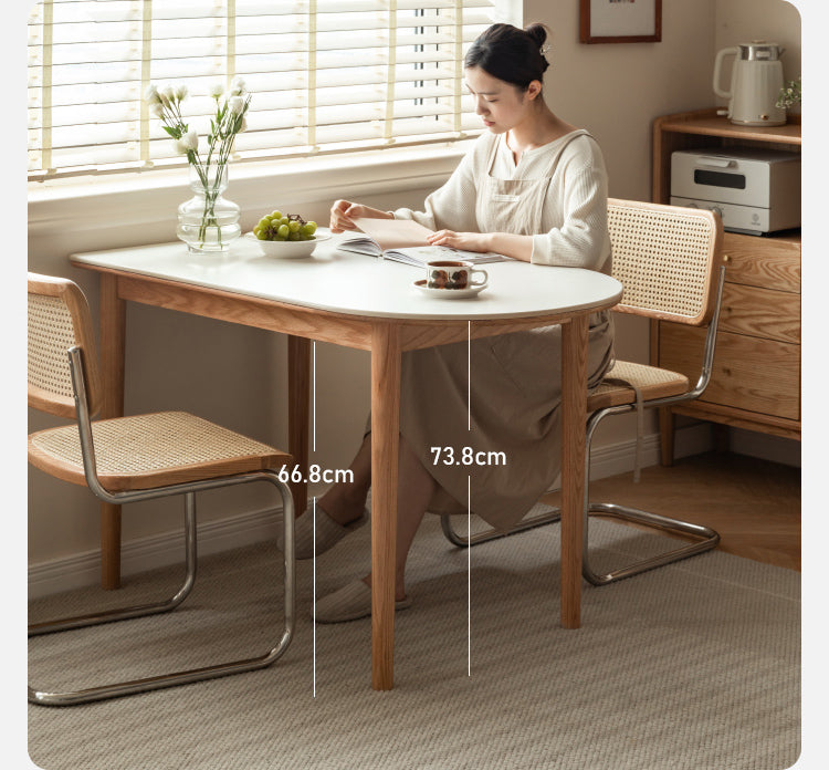 Poplar Solid Wood Cream Wind Rock Slab Folding Dining Table