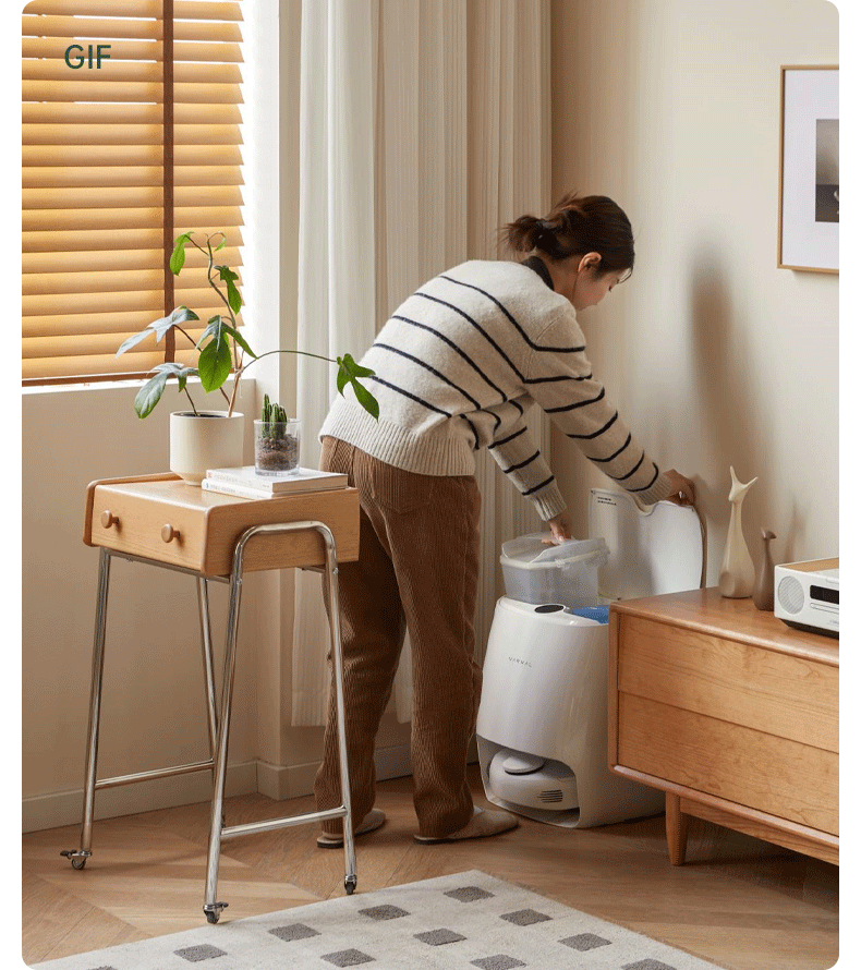 Oak Solid Wooden Edge Cabinet, Cute Robot Shape