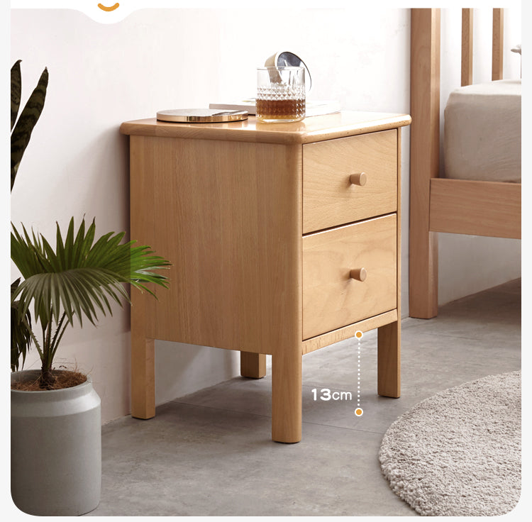Beech Solid Wood Drawer Nightstand.