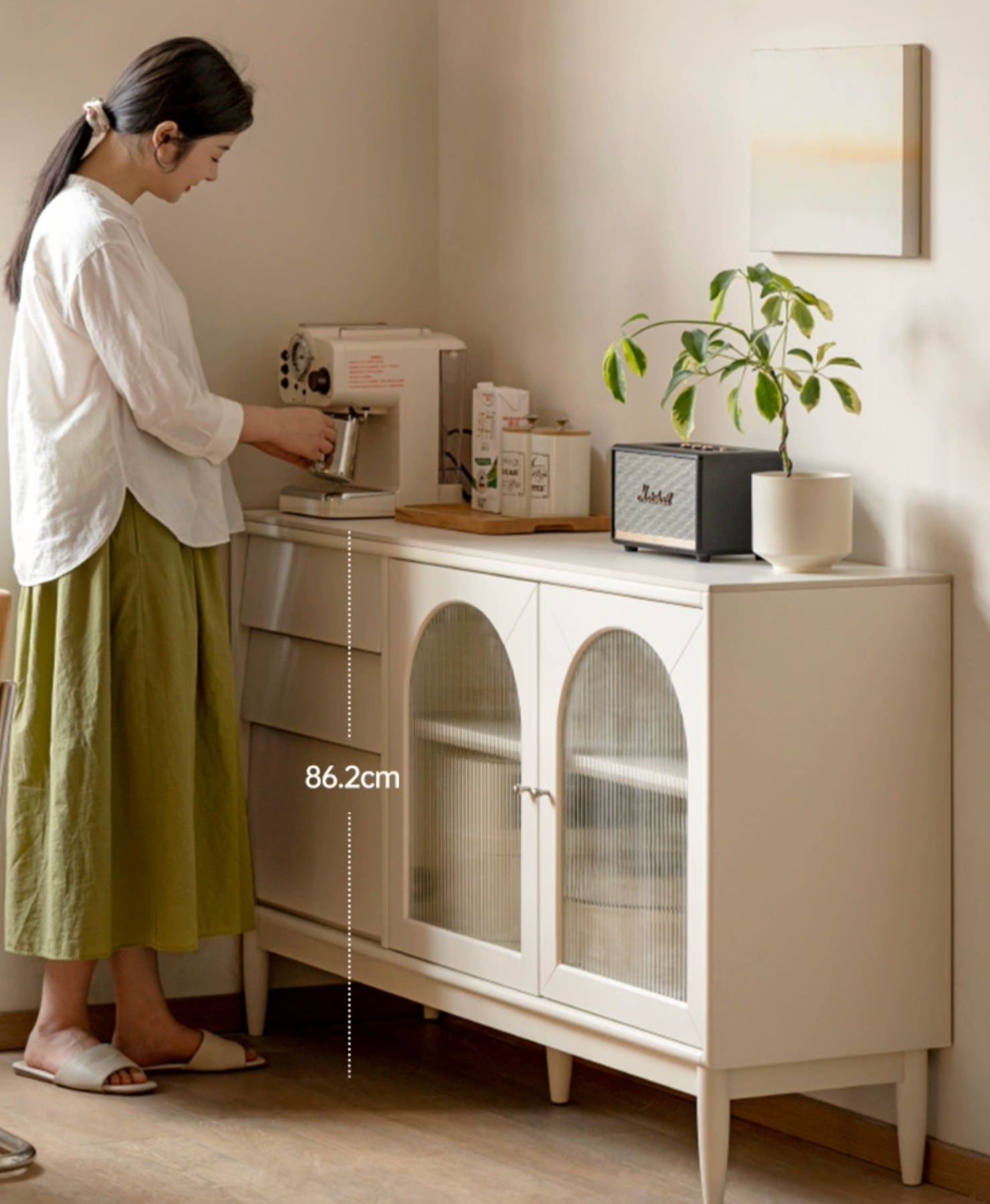 Poplar Solid Wood, Solid Rubberwood Sideboard, Buffet Cabinet