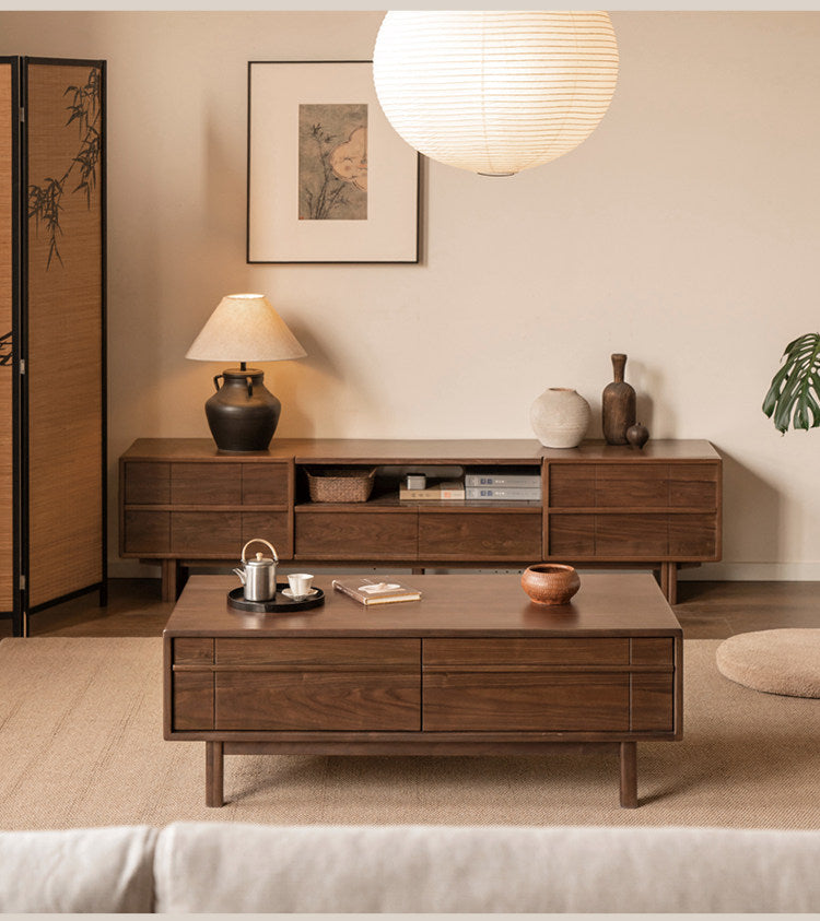 Black Walnut Solid Wood Modern Casual Coffee Table