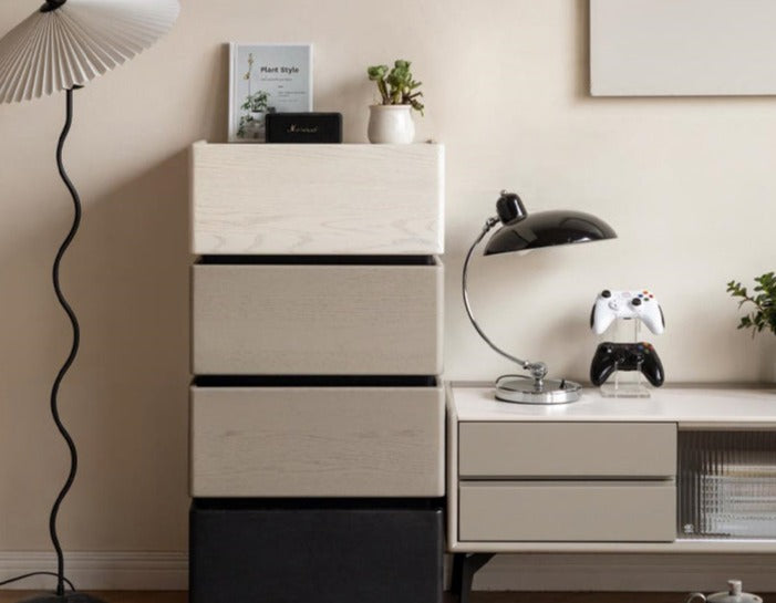 Oak Solid Wood Light Luxury Side Cabinet.