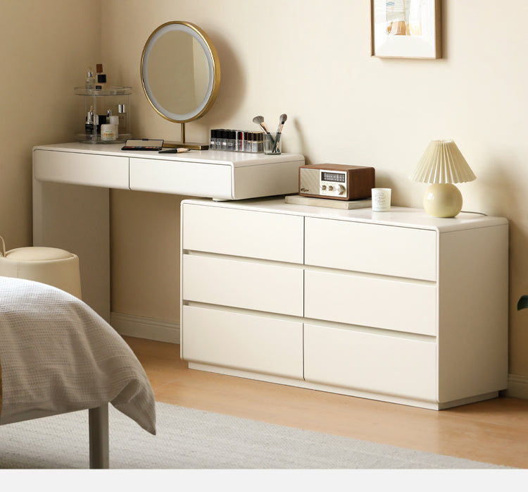 Poplar Solid Wood, Solid Rubberwood L-Shape Dressing Table