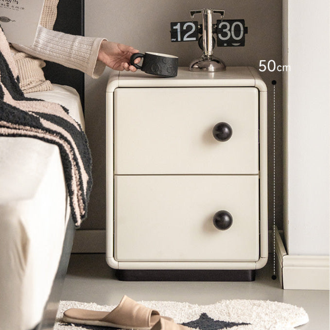 Poplar Solid Wood Modern White Nightstand.