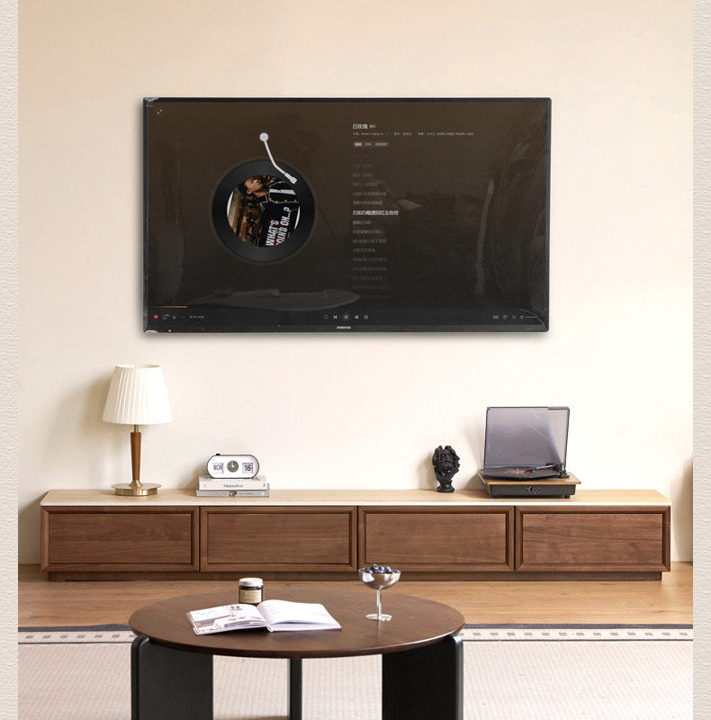 Black Walnut, Oak Solid Wood Floor Standing Antique Slab Design TV Cabinet