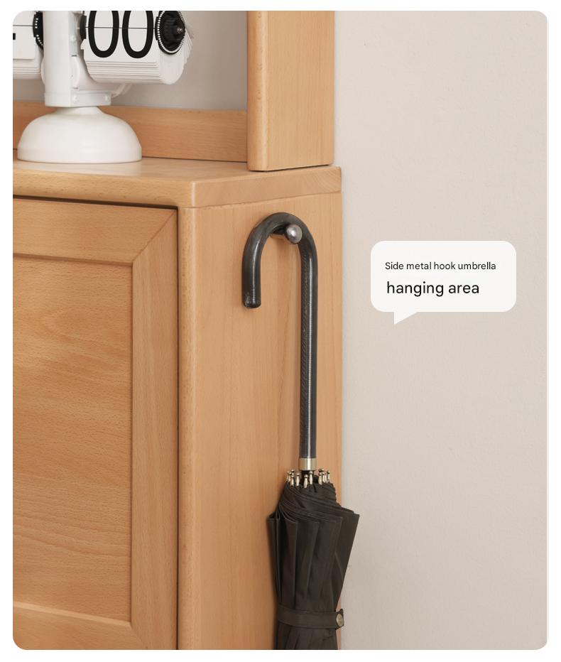 Beech Solid Wood Ultra-Thin Flip Bucket Shoe Cabinet