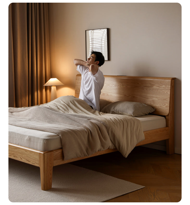 Oak Solid Wood Bed Nordic Modern