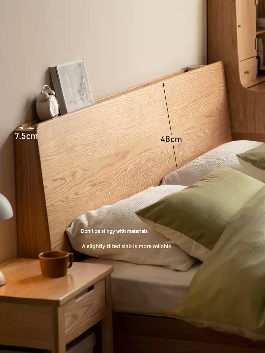 Oak, Rubberwood Solid Wood Box Bed — Simple Modern Nordic Design