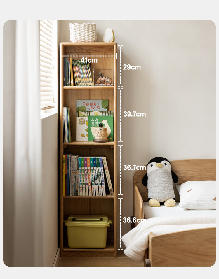 Oak Solid Wood Kids Lifting Study Desk Bookshelf
