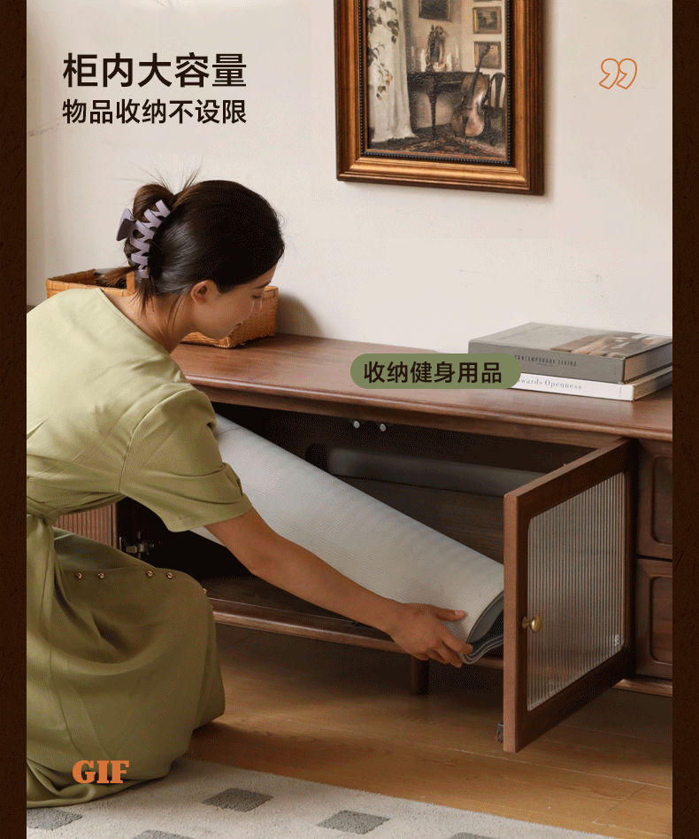 Black Walnut Solid Wood American Retro Locker TV Cabinet.