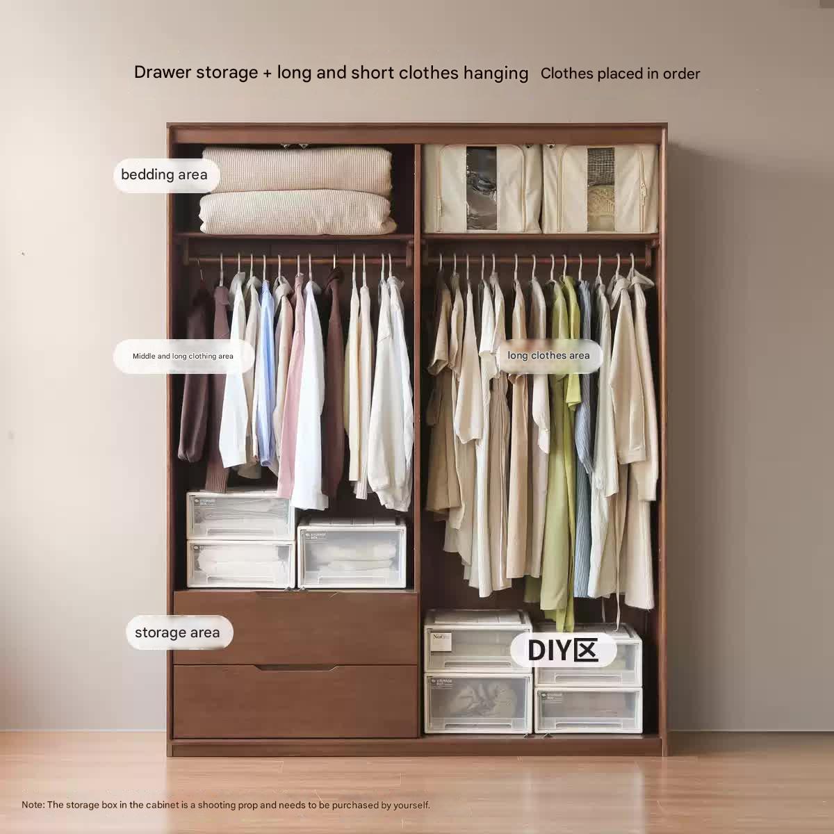 Sandalwood Solid Wood Modern Open Door Wardrobe.