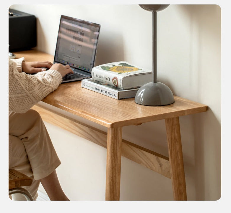 Oak, Cherry Solid Wood Narrow Office Desk