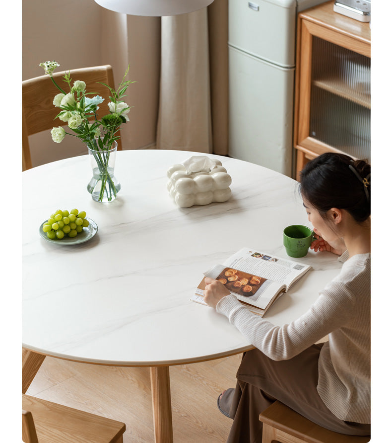 Ash Solid Wood Modern Rock Round Table.