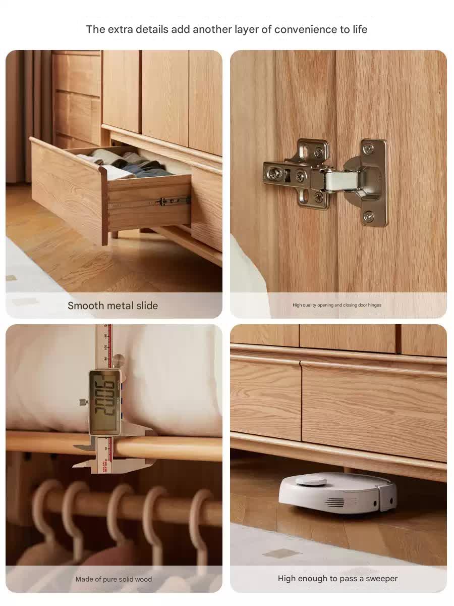 Oak Solid Wood Modern Wardrobe.