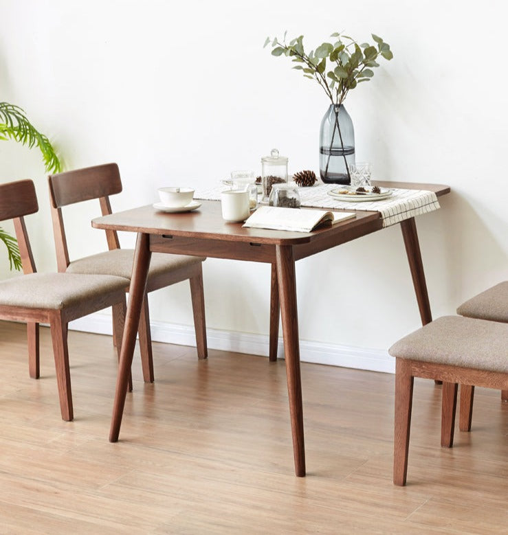 Oak Solid Wood Telescopic Folding Dining Table