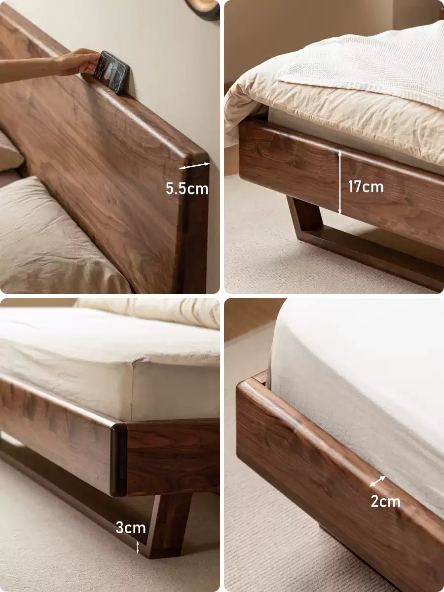 Oak, Black Walnut, Teak Solid Wood Suspended Bed
