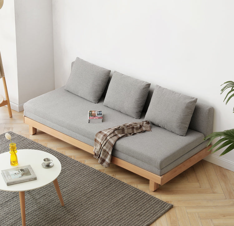 European Beech Solid Wood Sofa Bed Retractable Folding Bbed.