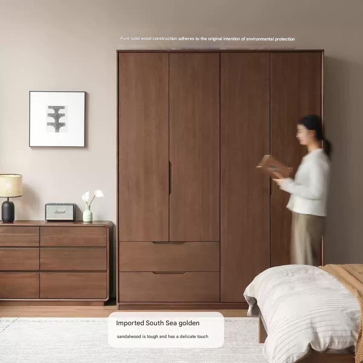 Sandalwood Solid Wood Modern Open Door Wardrobe.
