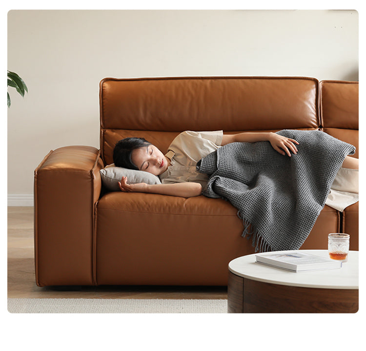 Genuine Leather Art Down Sofa.