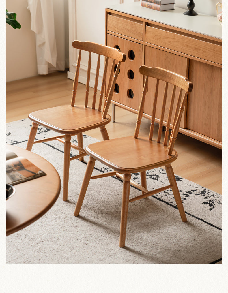 Set 4 pcs Cherry Solid Wood Retro Backrest Chair