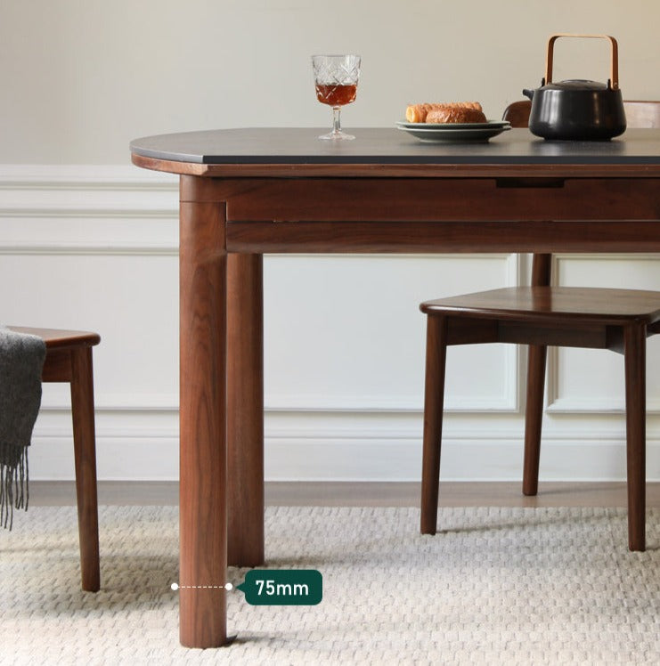 Black Walnut, Ash, Oak Solid Wood Folding Round Dining Table