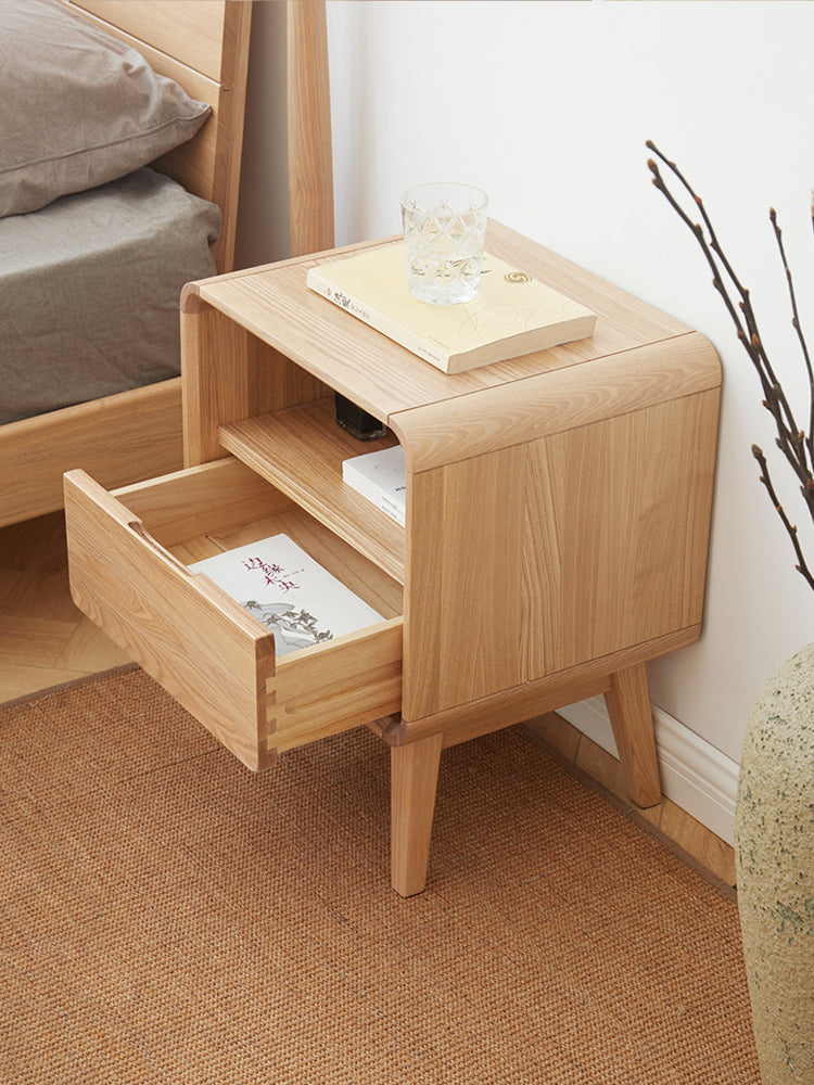 Ash Solid Wood Storage Modern Nightstand