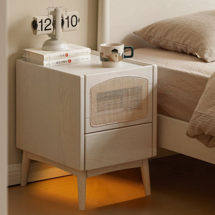 Ash Solid Wood Cream White nightstand"