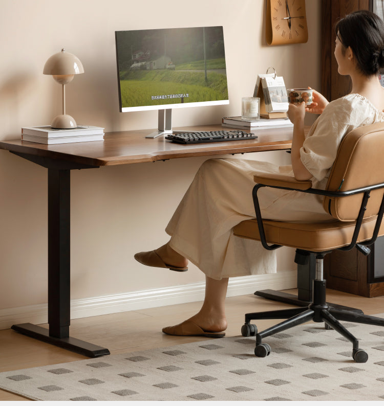 Ash, Sandalwood, Black Walnut Solid Wood Electric Elevating Office Desk