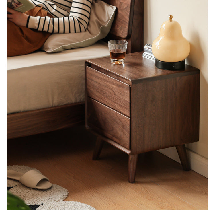 Black Walnut, South American Walnut, White Ash, Oak, Red Zebrawood Solid Wood Classic Nightstand.
