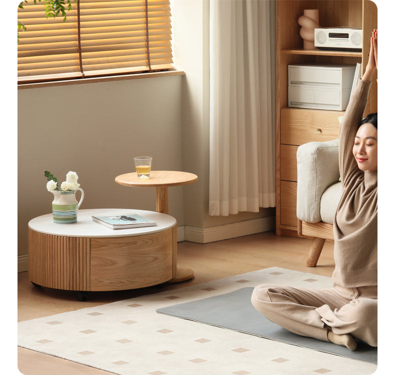 Oak Solid Wood Rock Plate Coffee Table