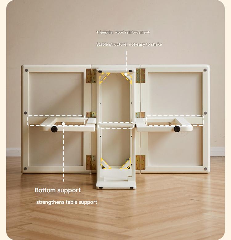 Rubber Solid Wood Modern White Cream Folding Dining Table