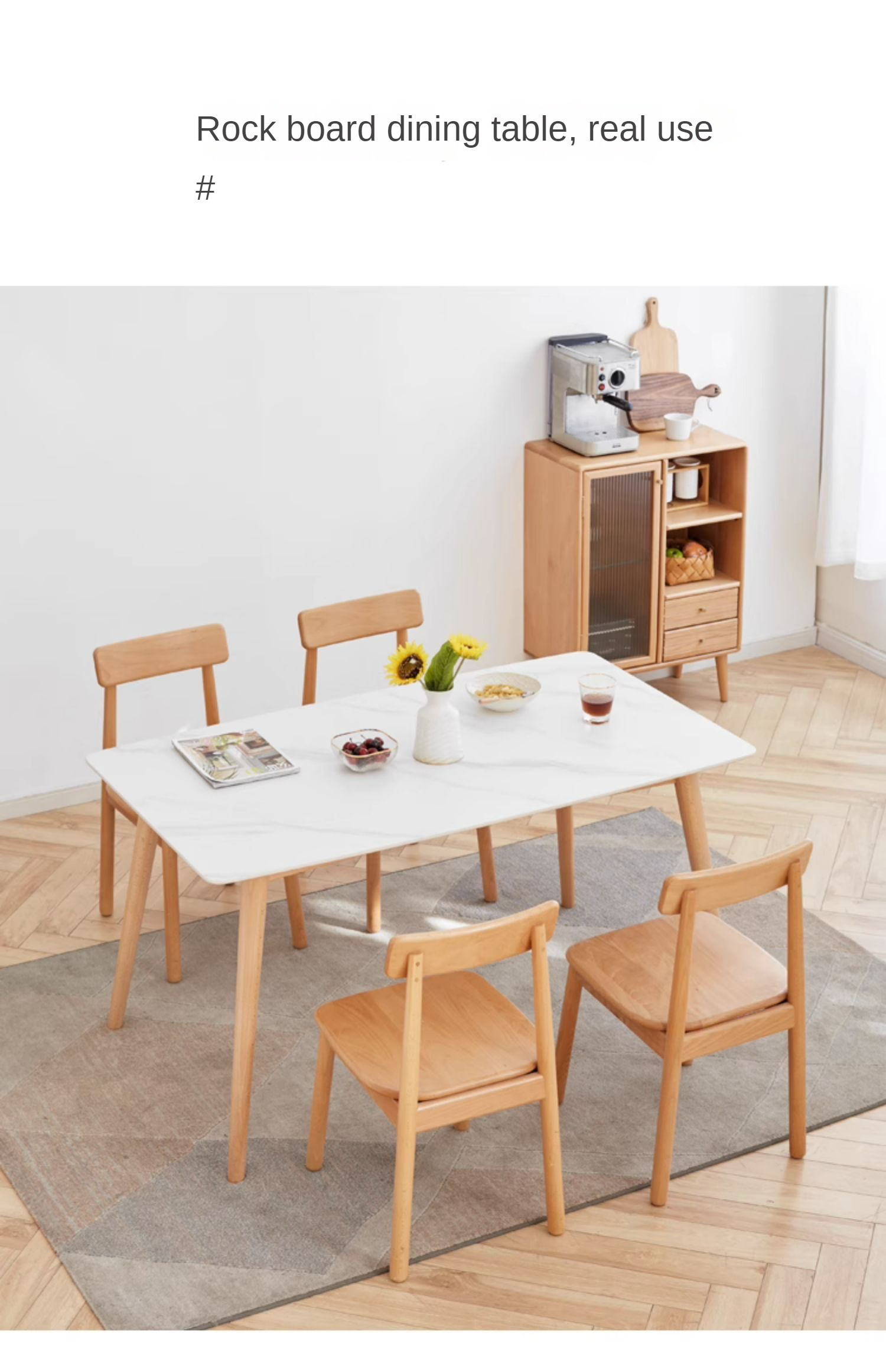 Beech Solid Wood Rock Plate Dining Table