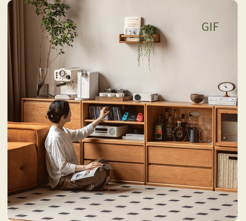 Cherry Solid Wood Free Combination Bookcase