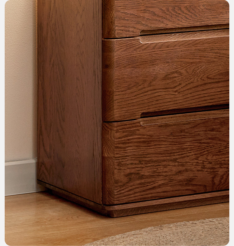 Oak solid wood Nightstand with lock"