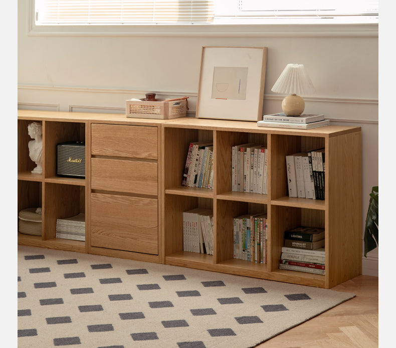 Oak, Beech Solid Wood Shelves Office Desk