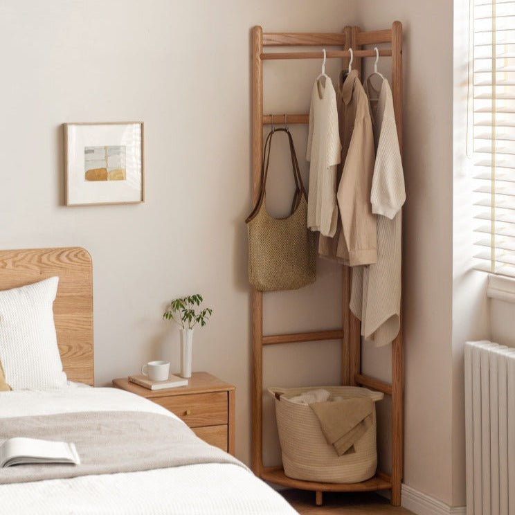 Oal solid wood corner hanger rack**