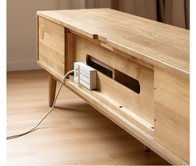 Ash Solid Wood Modern Locker Floor TV Cabinet.