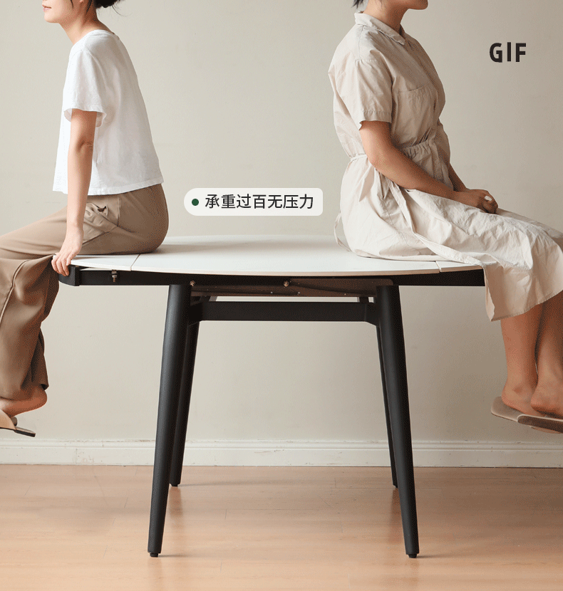 Folding Rock Table Metal Legs Light Luxury Round Dining Table